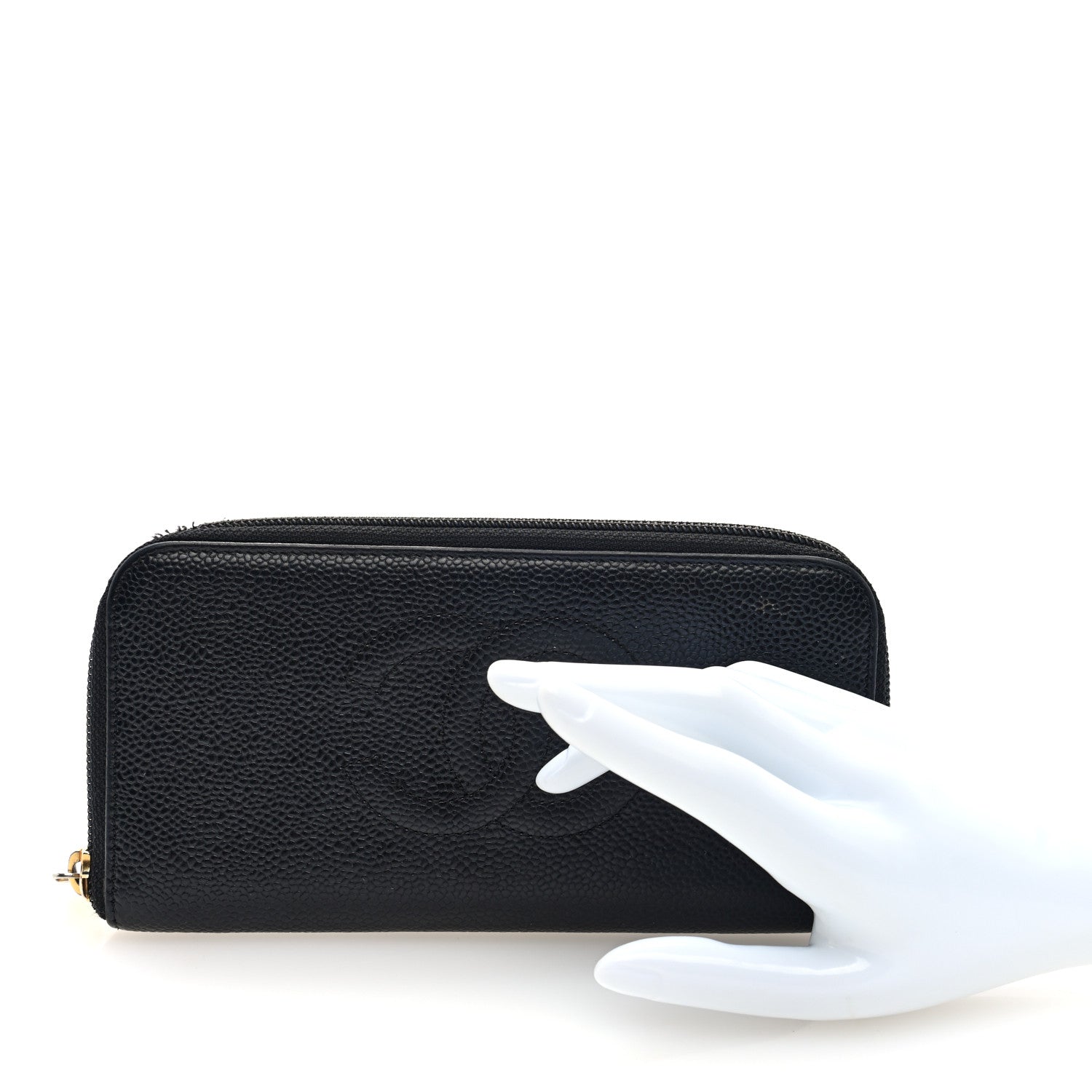 Caviar Large Timeless CC Zip Around Wallet Black