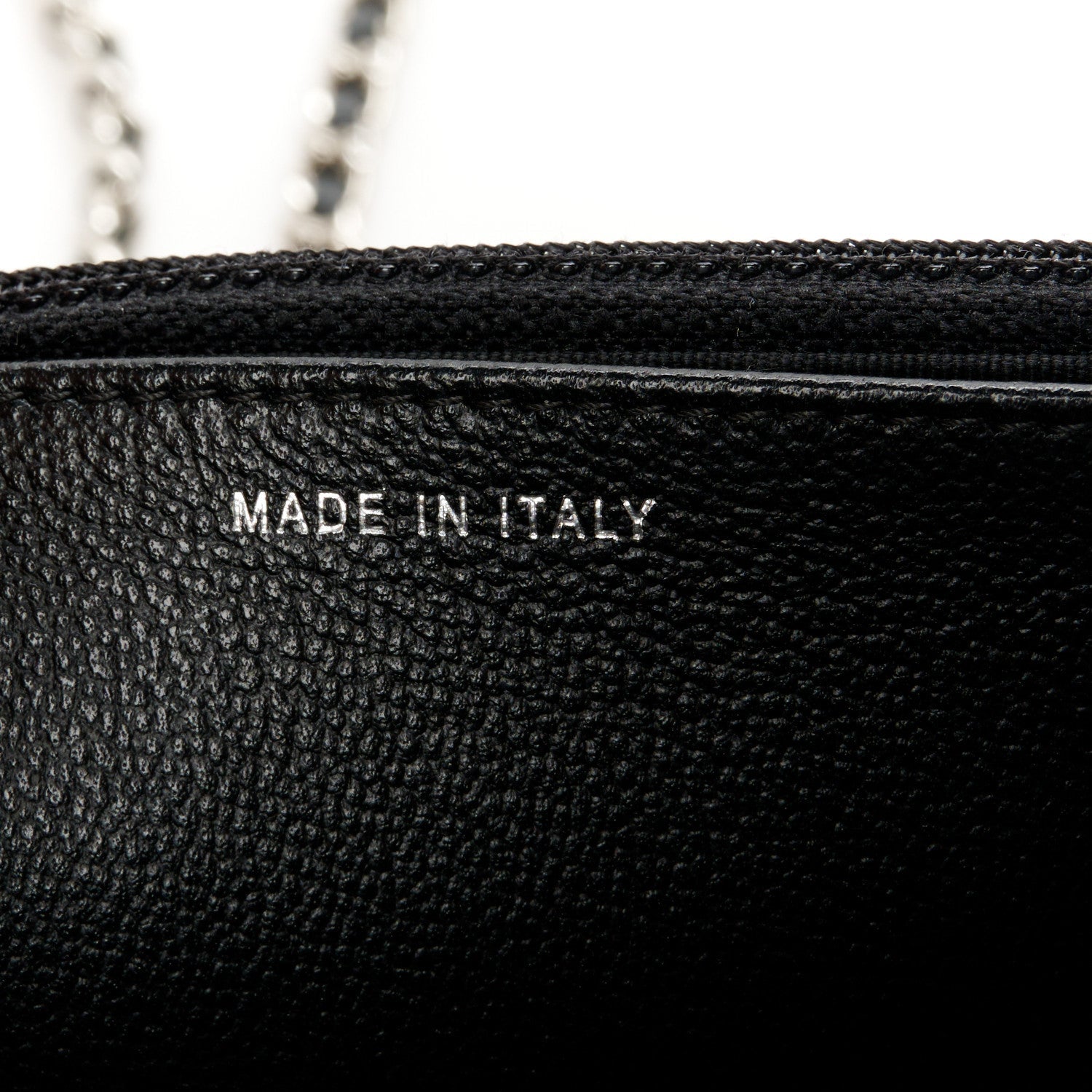 Grained Calfskin Quilted CC Box Wallet On Chain WOC Black