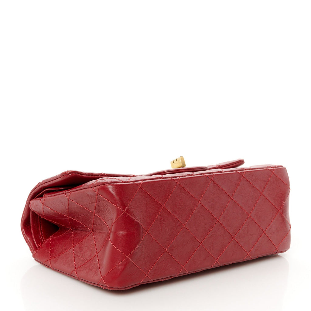 Aged Calfskin Quilted 2.55 Reissue Mini Flap Red
