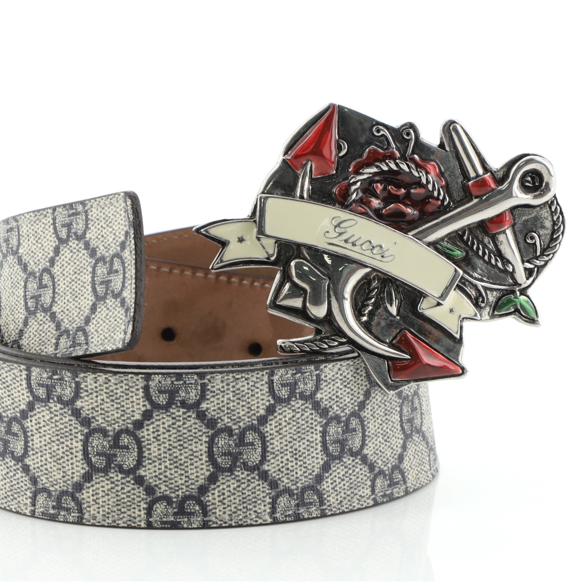 Tattoo Anchor Belt GG Coated Canvas Wide 90