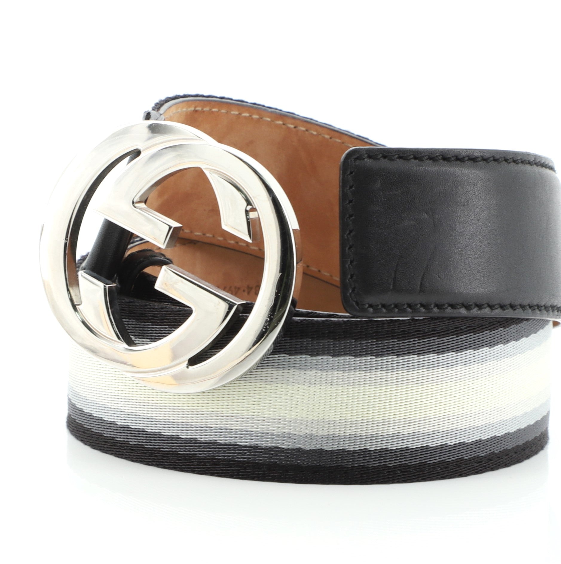 Interlocking G Web Belt Canvas and Leather Wide 90