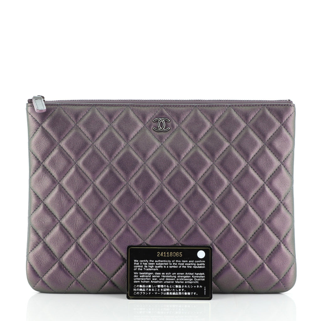 O Case Clutch Quilted Iridescent Calfskin Large