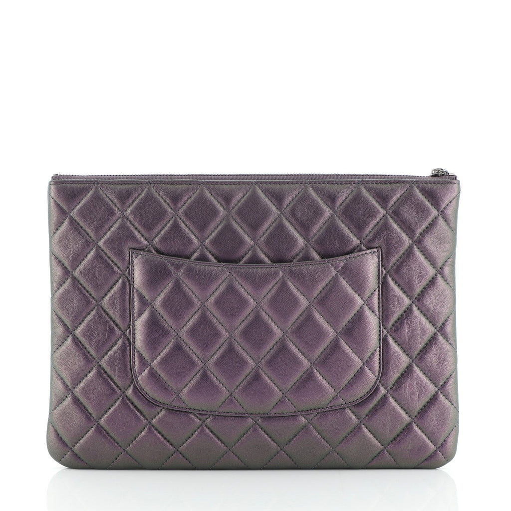 O Case Clutch Quilted Iridescent Calfskin Large