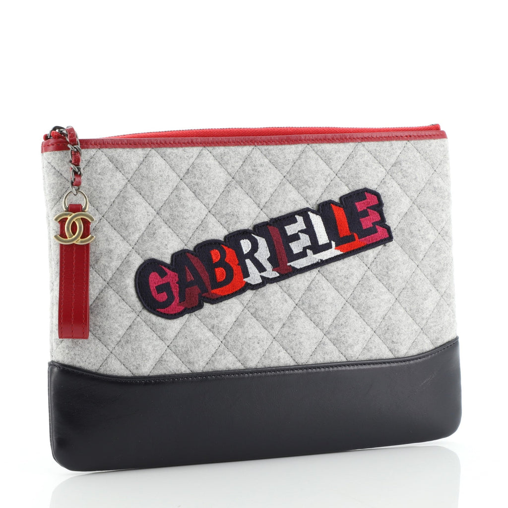 Gabrielle O Case Clutch Quilted Felt and Calfskin Medium