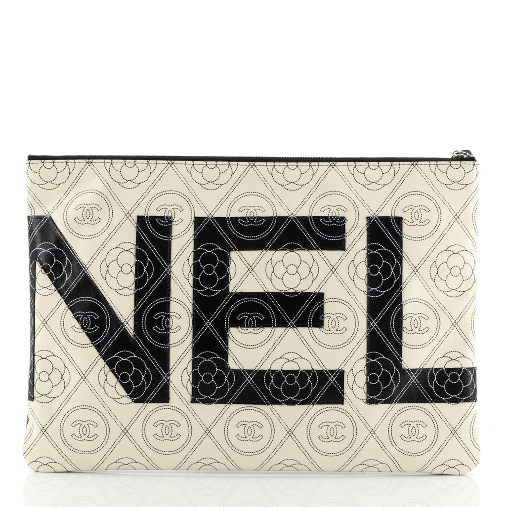 Camellia Logo Wristlet Clutch Printed Coated Canvas Large