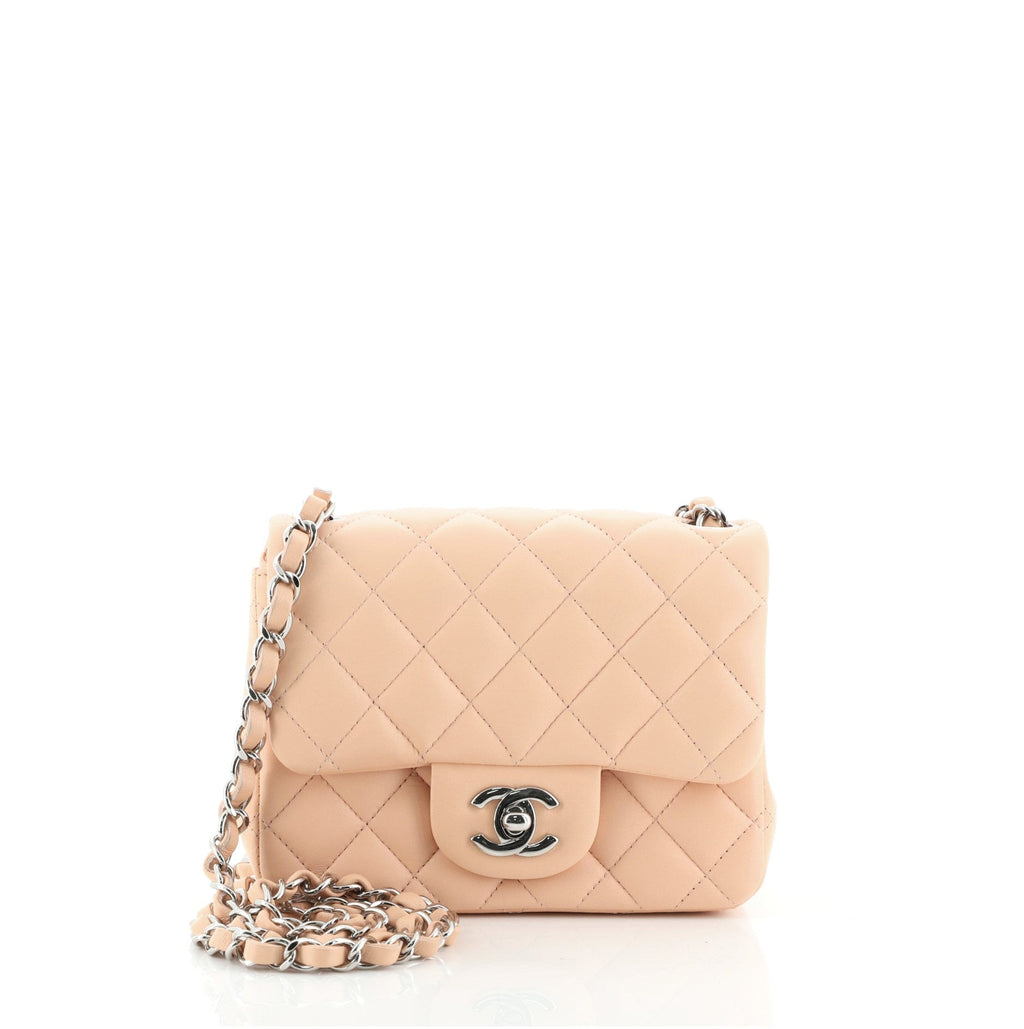 Square Classic Single Flap Bag Quilted Lambskin Mini
