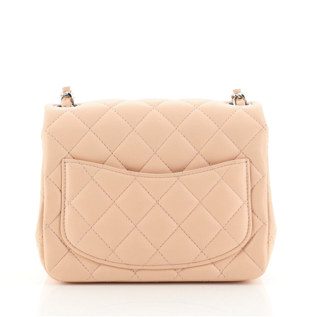 Square Classic Single Flap Bag Quilted Lambskin Mini