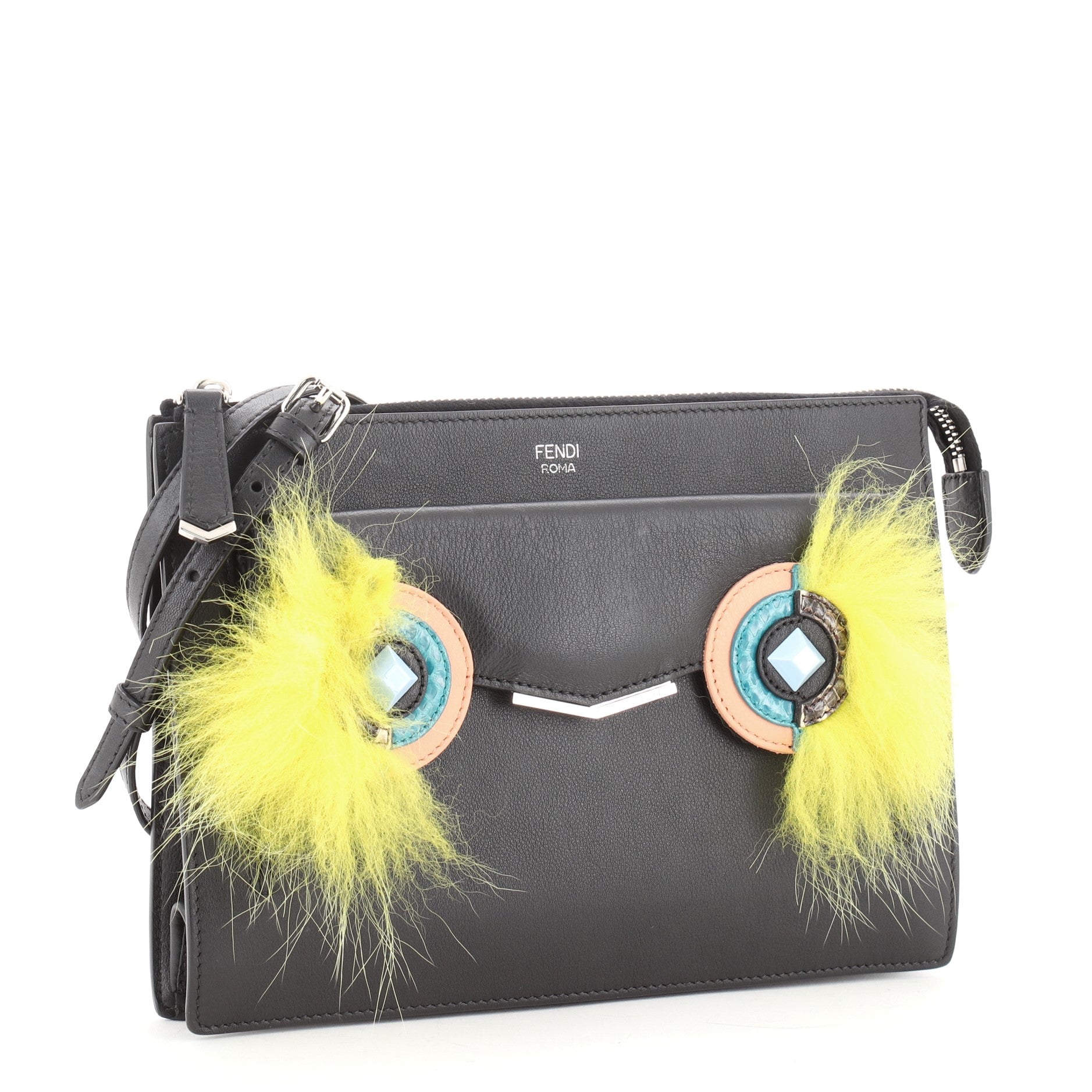 Monster Front Pocket Clutch Leather with Fur