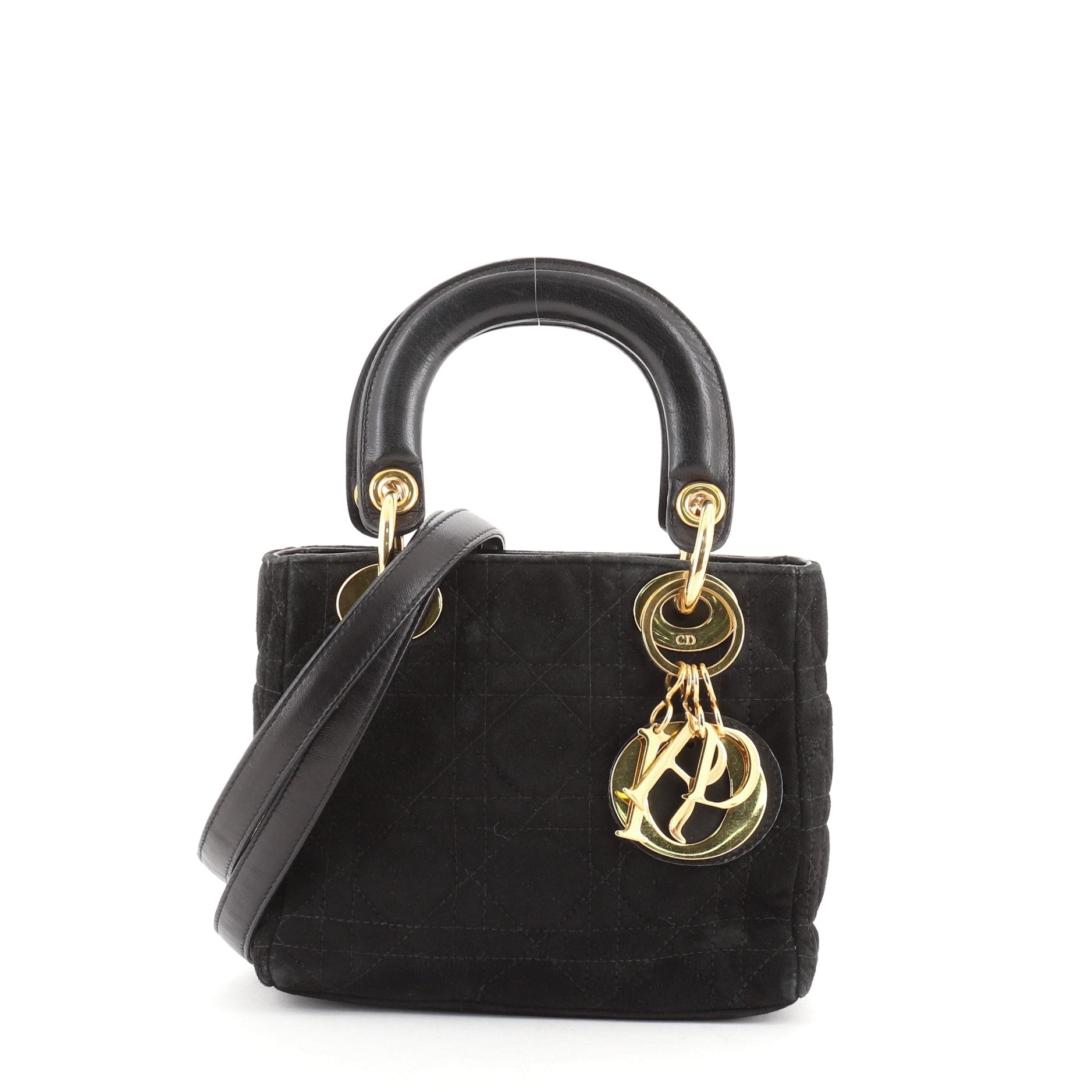 Vintage Lady Dior Bag Cannage Quilt Suede Mini