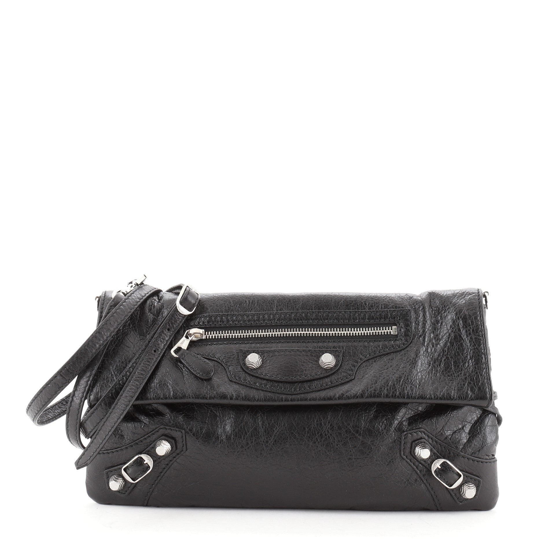 Giant Studs Envelope Strap Clutch Leather