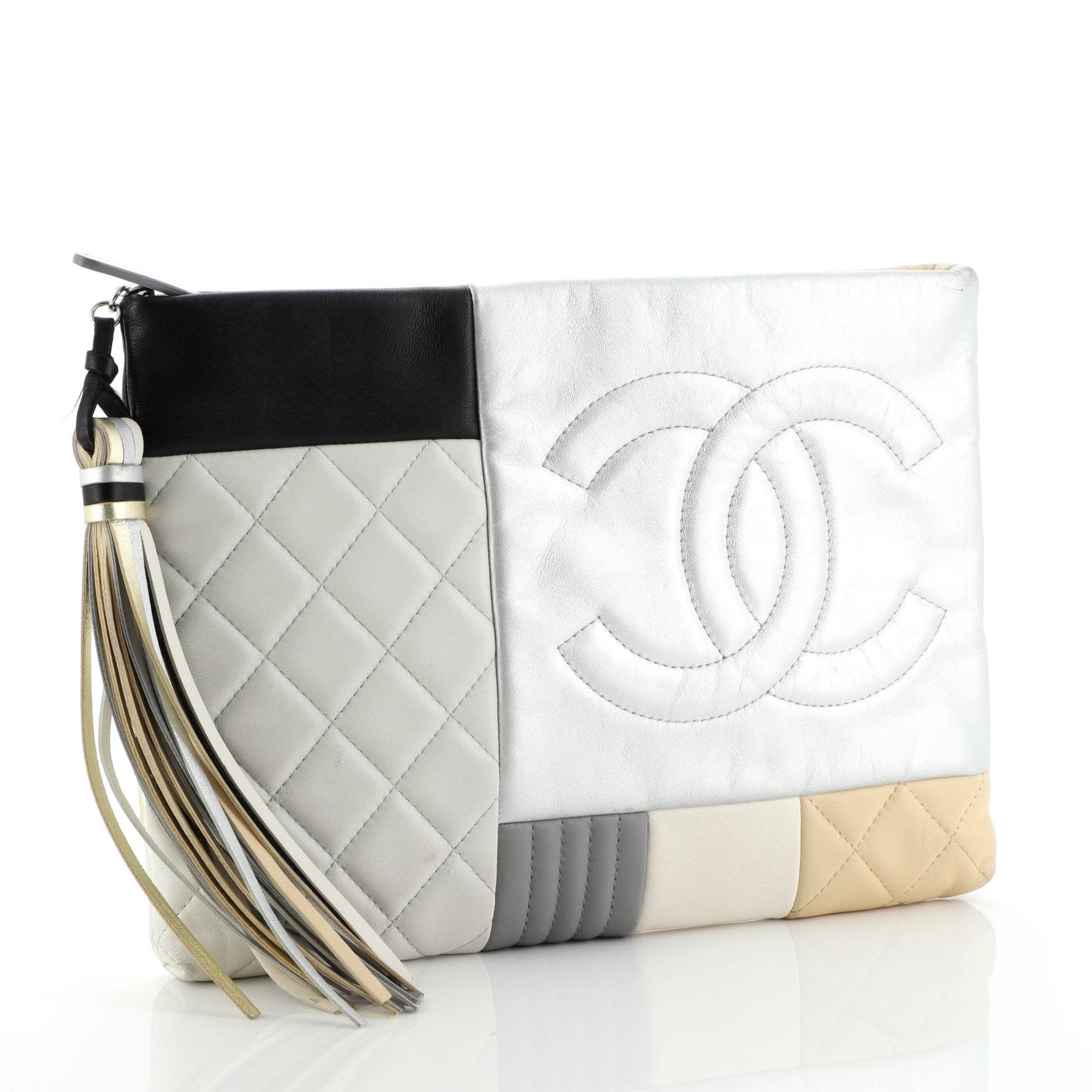 O Case Clutch Colorblock Quilted Leather Medium