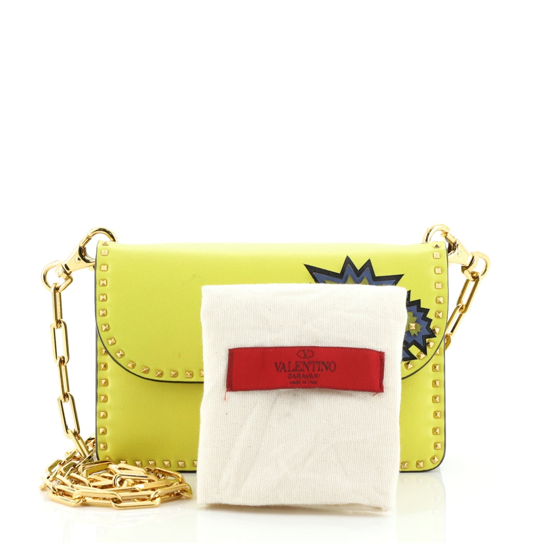 Turnlock Chain Shoulder Bag Leather with Applique and Micro Rockstuds Mini
