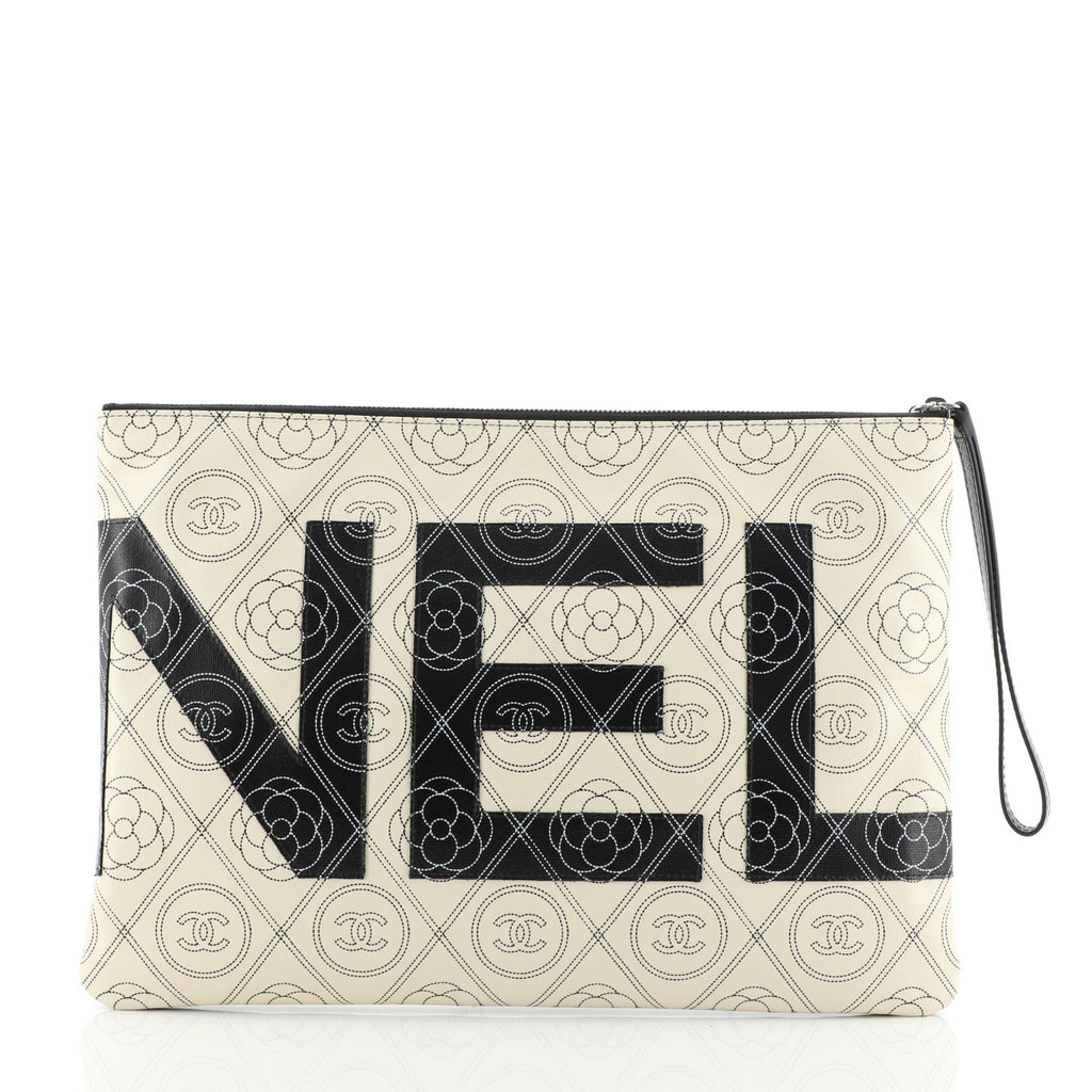 Camellia Logo Wristlet Clutch Printed Coated Canvas Large