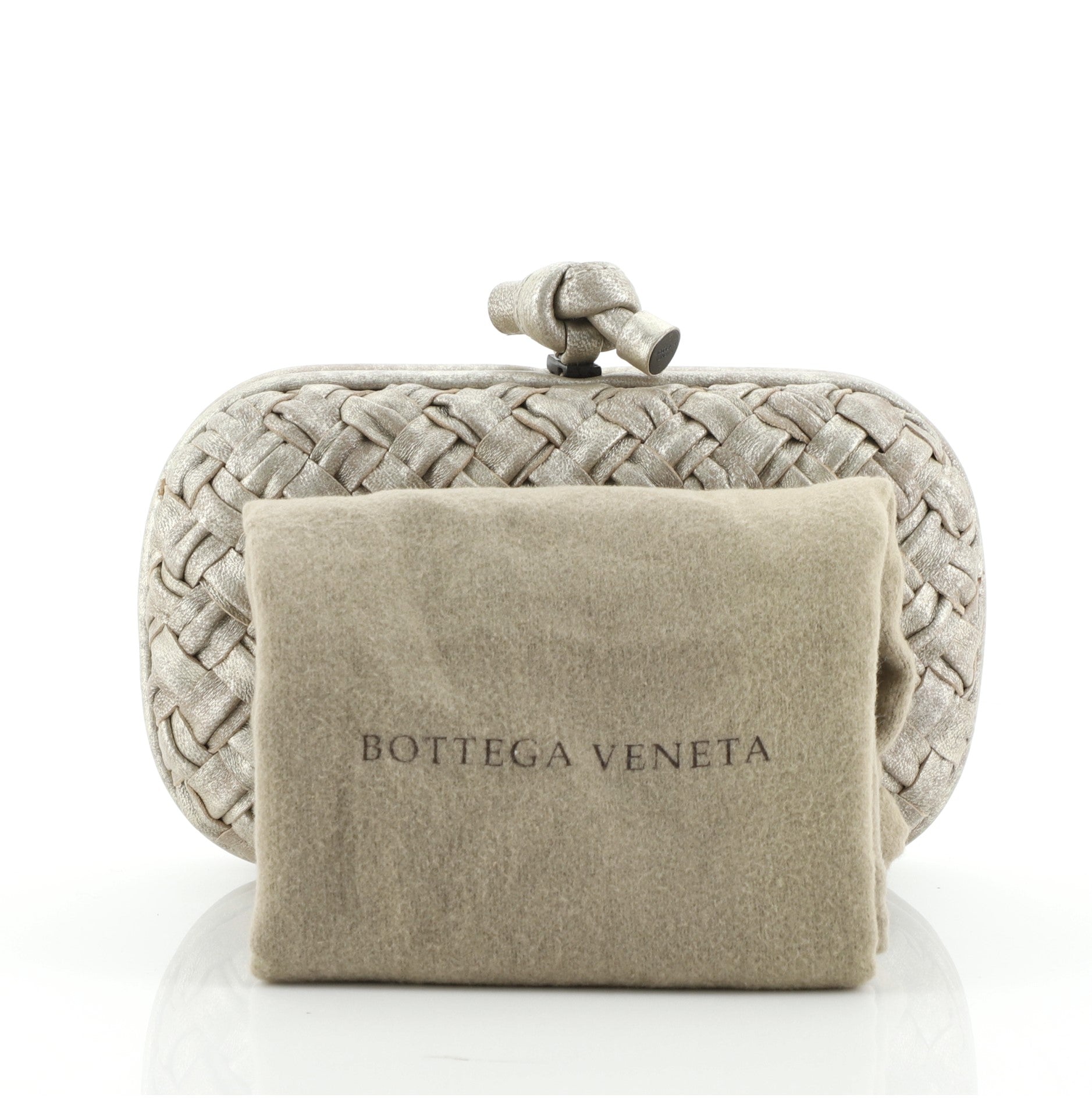 Box Knot Clutch Intrecciato Distressed Nappa Small