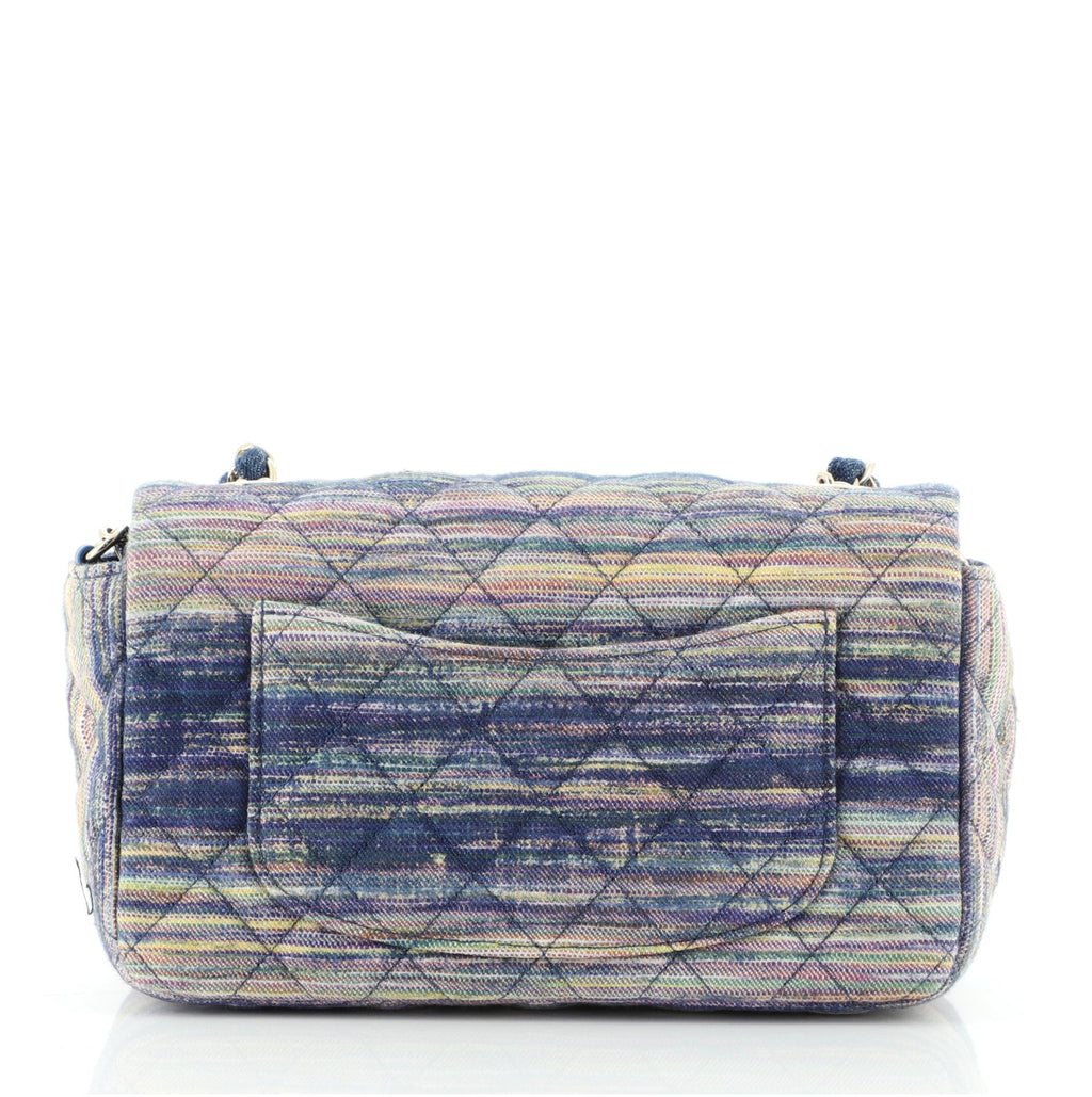Classic Single Flap Bag Multicolor Quilted Denim Mini