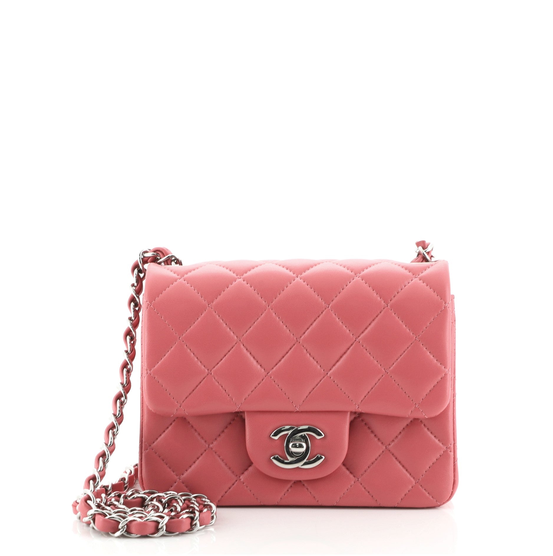 Square Classic Single Flap Bag Quilted Lambskin Mini