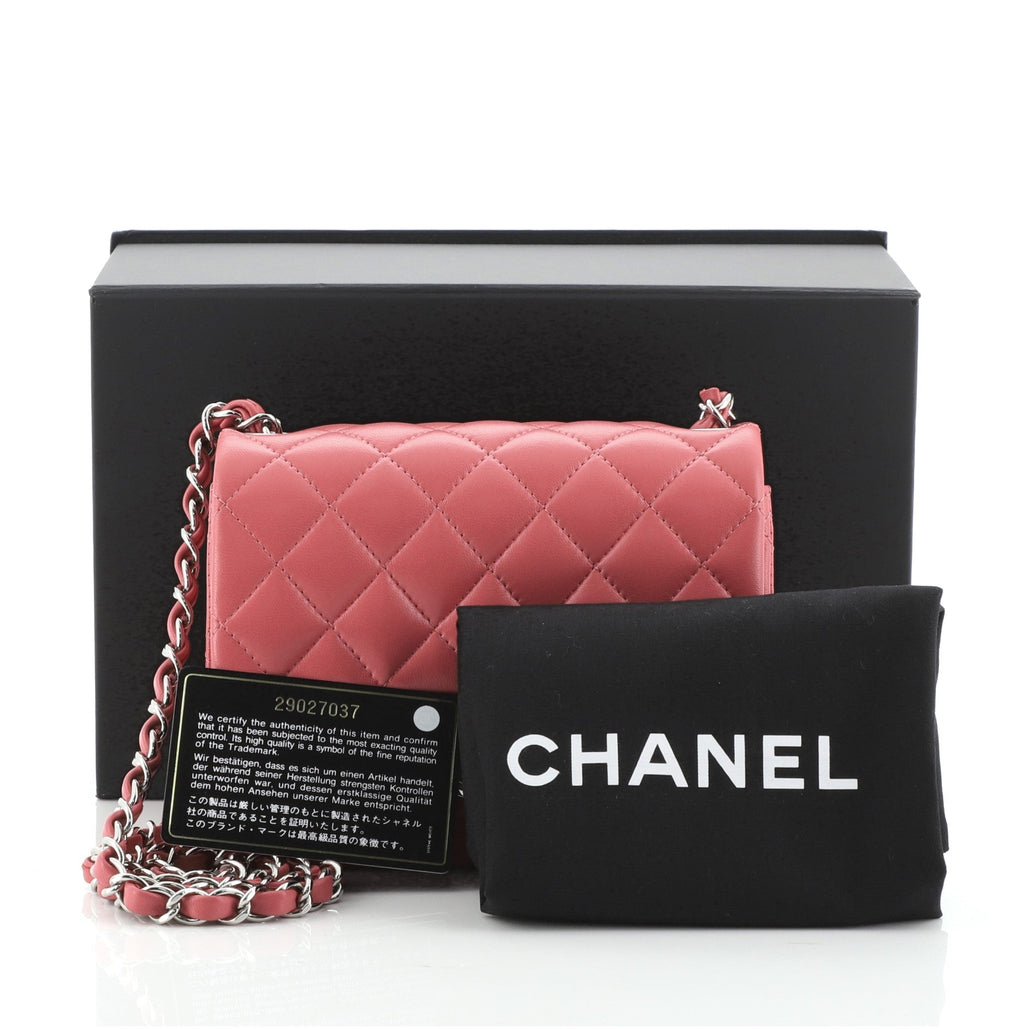 Square Classic Single Flap Bag Quilted Lambskin Mini