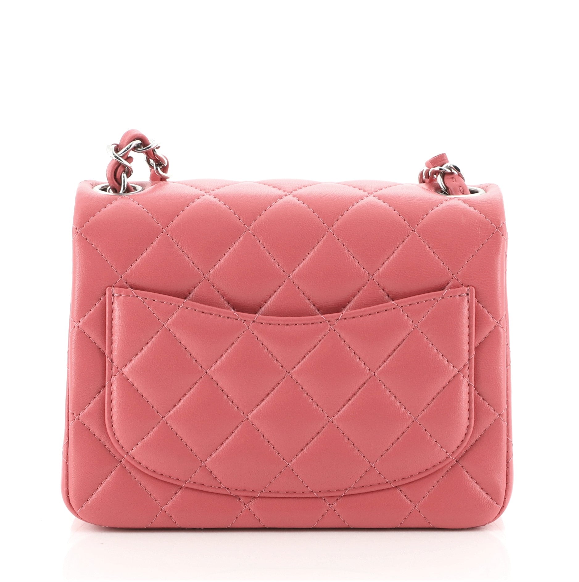 Square Classic Single Flap Bag Quilted Lambskin Mini