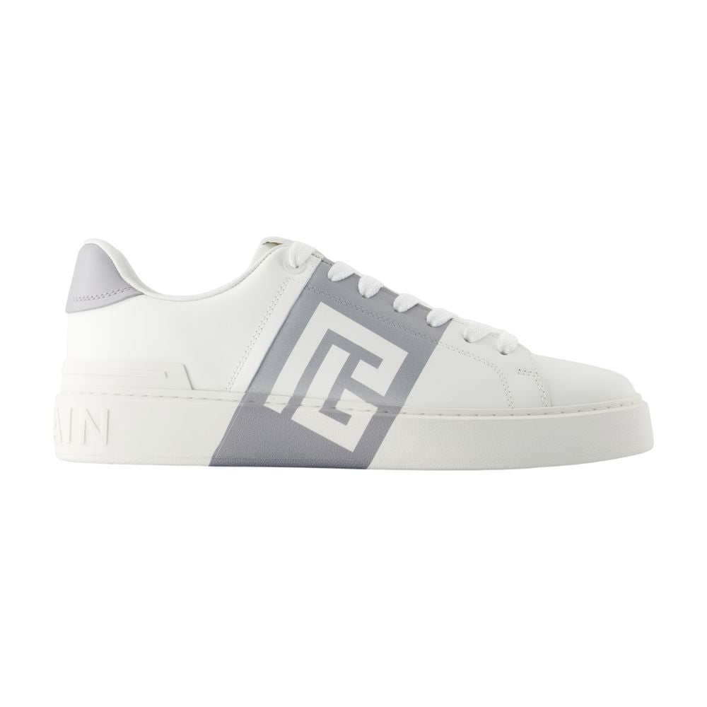 Women's B-Court Sneakers - Balmain - Leather - White/Grey