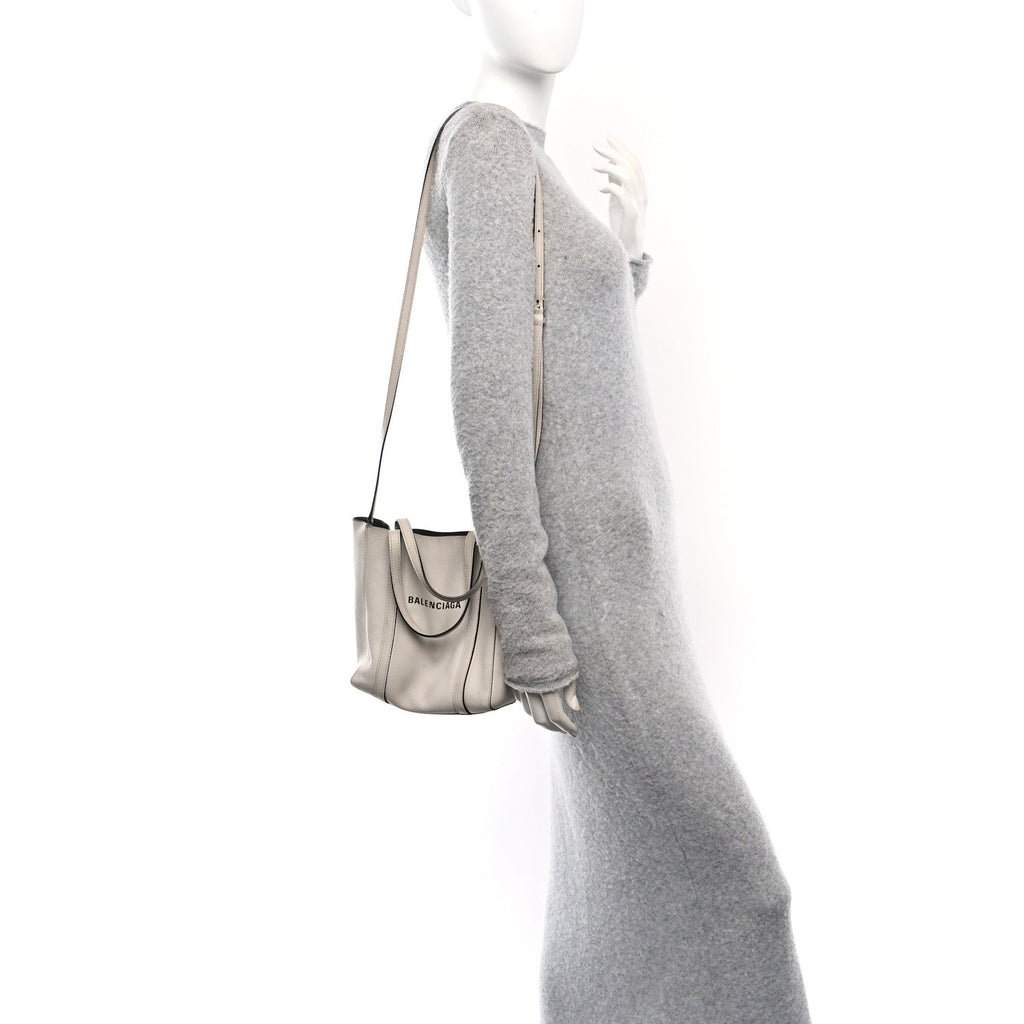 Smooth Calfskin Logo Double Sided XXS Everyday Tote Chalky White Black