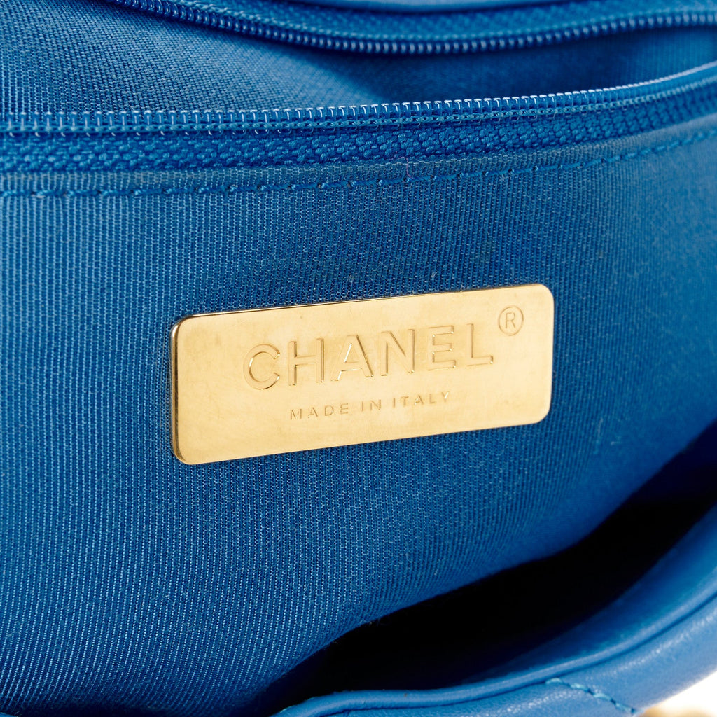 Lambskin Quilted Medium Chanel 19 Flap Blue
