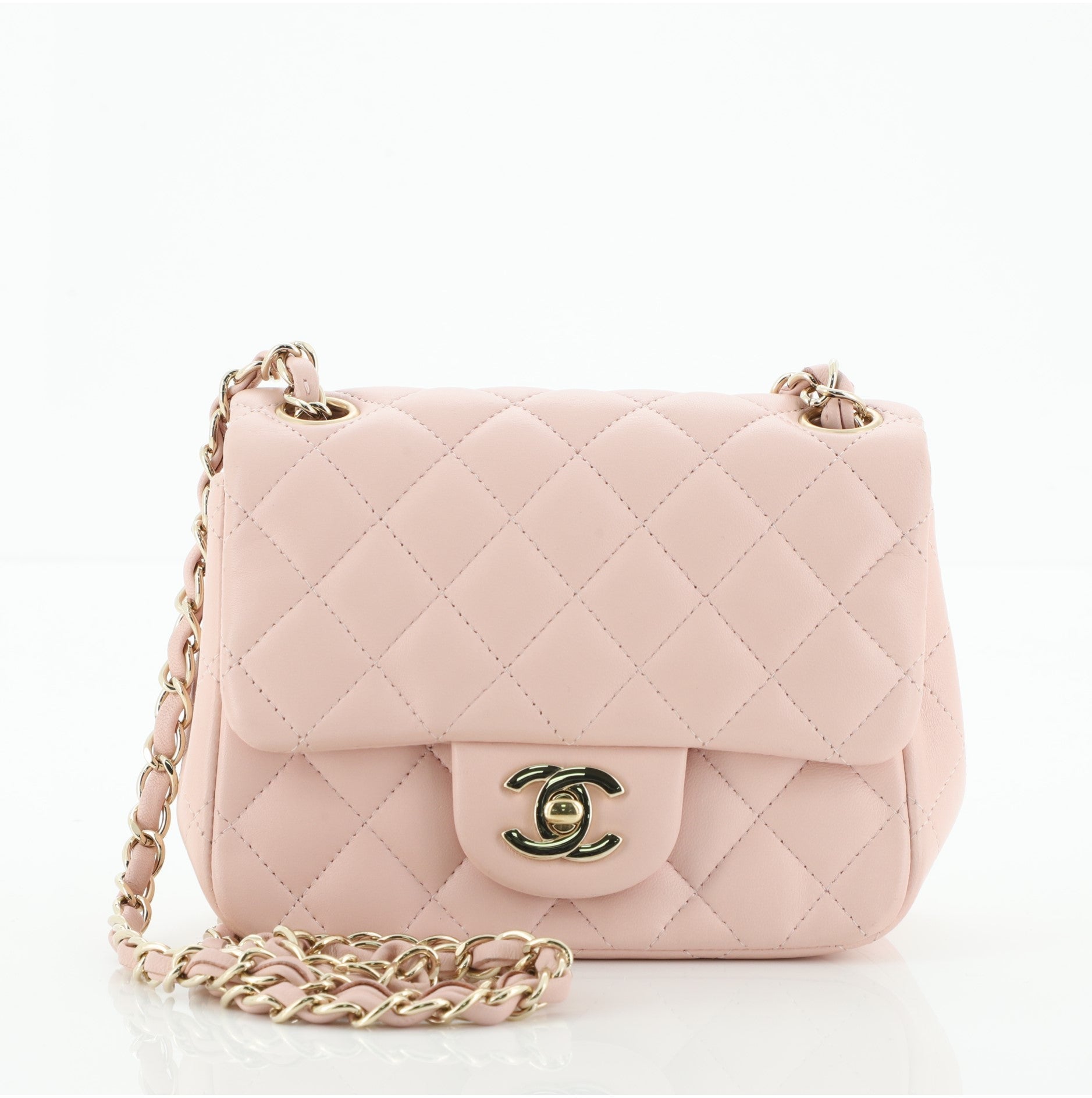 Square Classic Single Flap Bag Quilted Lambskin Mini