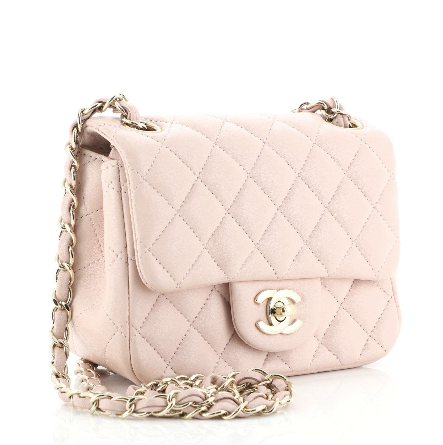 Square Classic Single Flap Bag Quilted Lambskin Mini