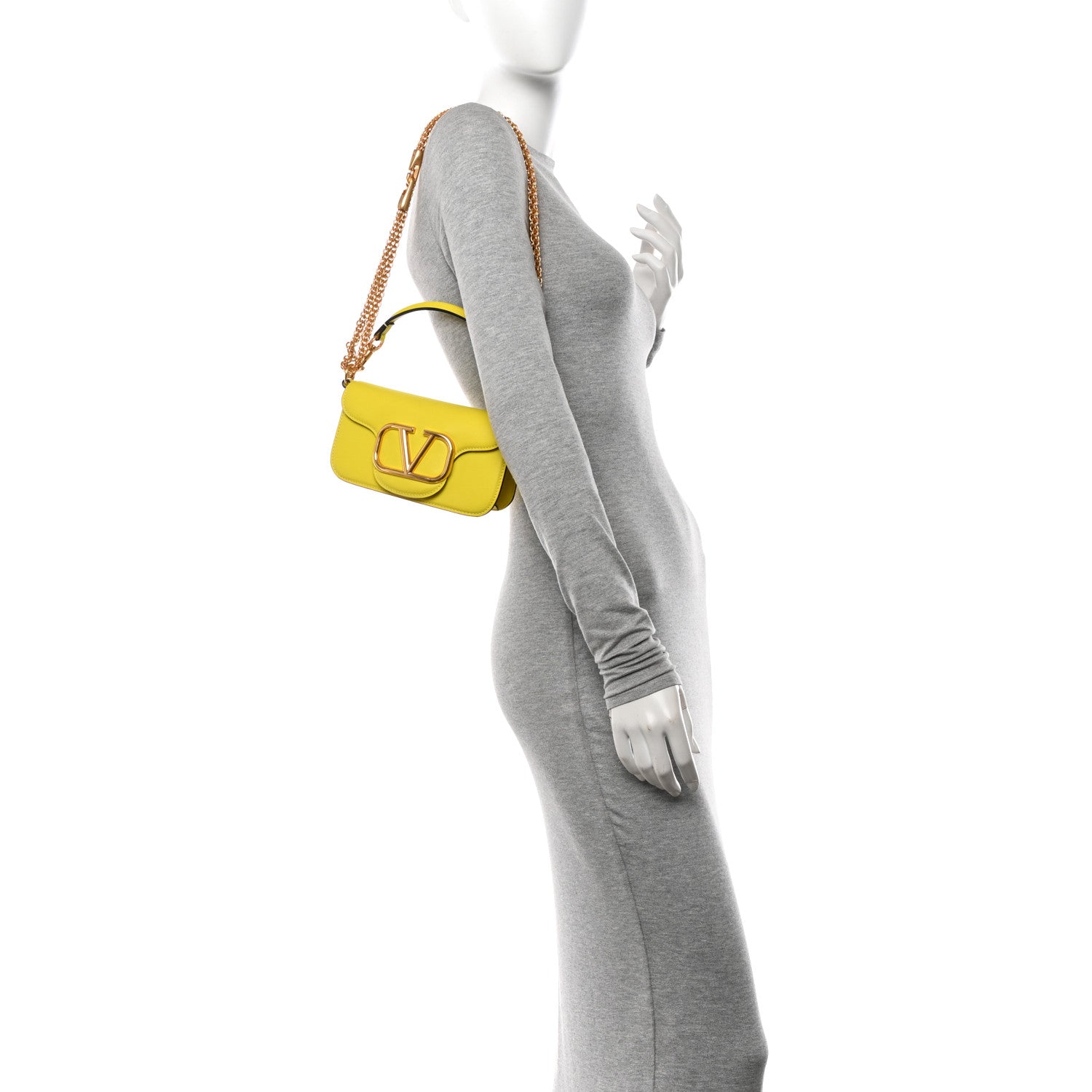 Calfskin Vlogo Small Loco Shoulder Bag Shocking Yellow