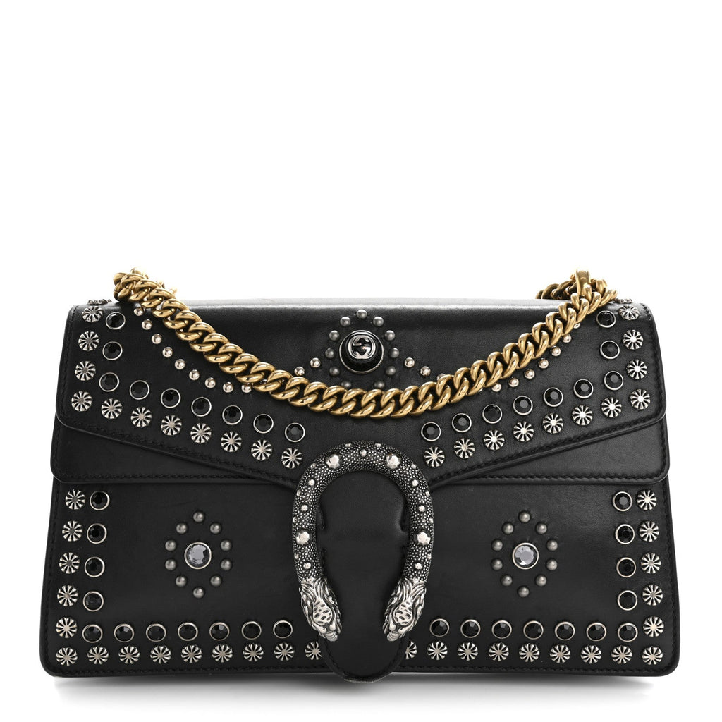Calfskin Studded Small Dionysus Shoulder Bag Black