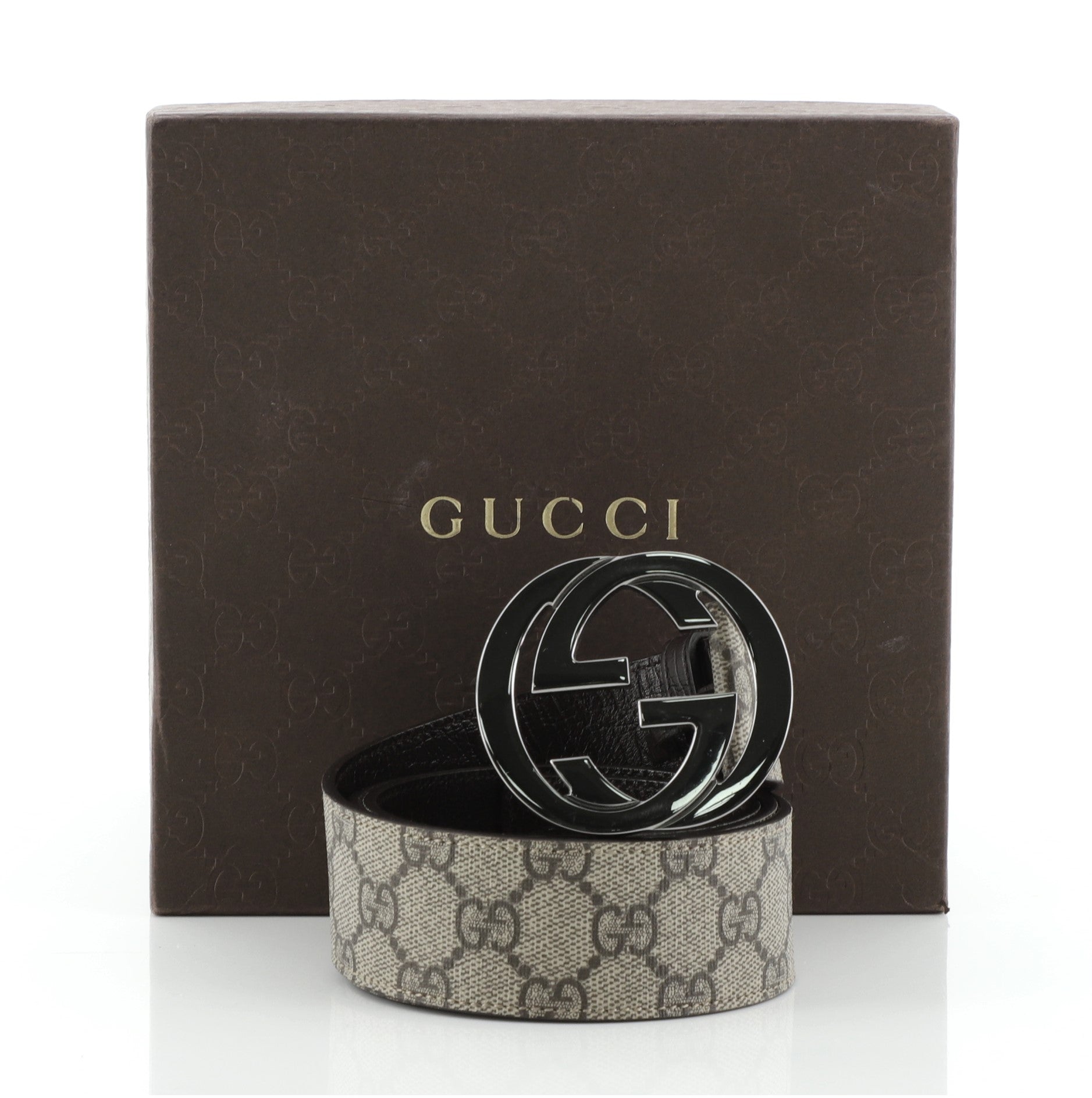 Interlocking G Belt GG Coated Canvas Wide 85