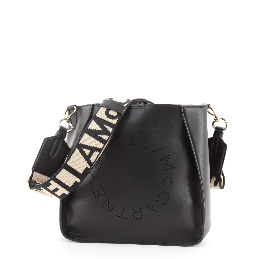 Logo Crossbody Bag Perforated Faux Leather Mini