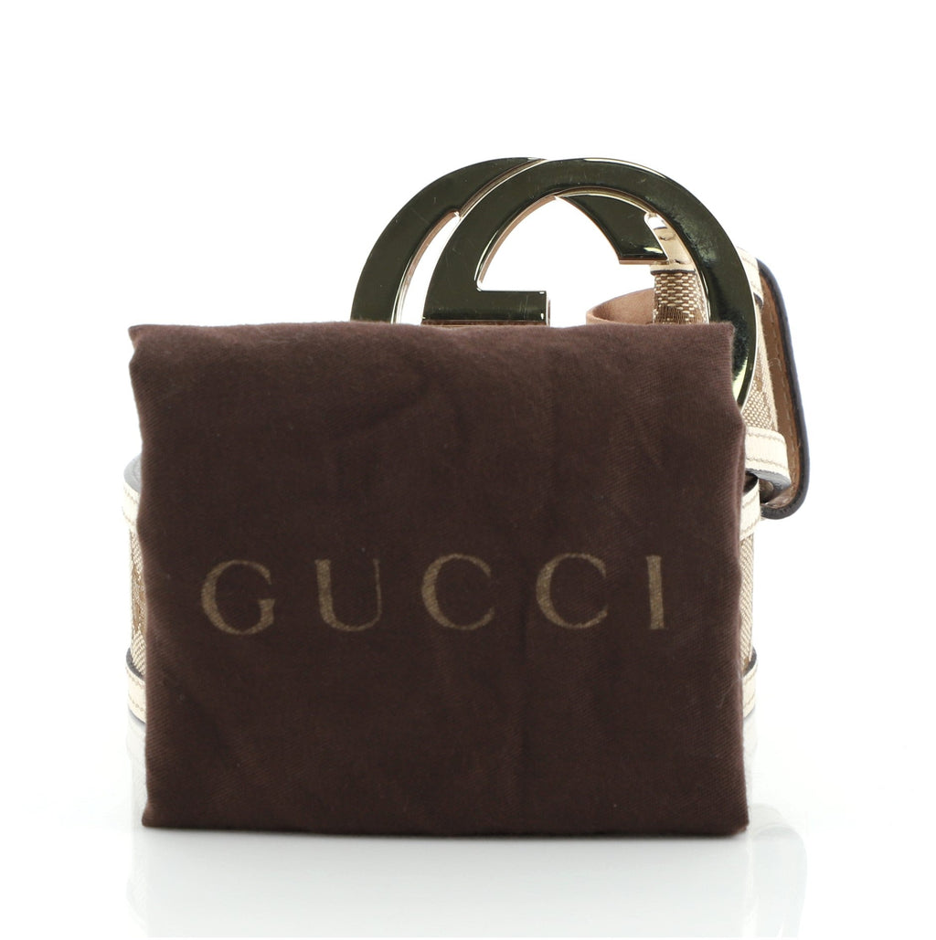 Interlocking G Belt GG Canvas with Leather Wide 100