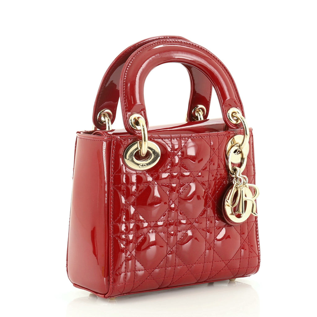 Lady Dior Chain Bag Cannage Quilt Patent Mini