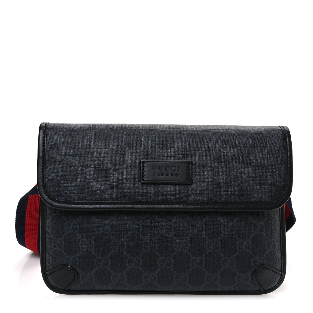 GG Supreme Monogram Web Slim Belt Bag Black Grey