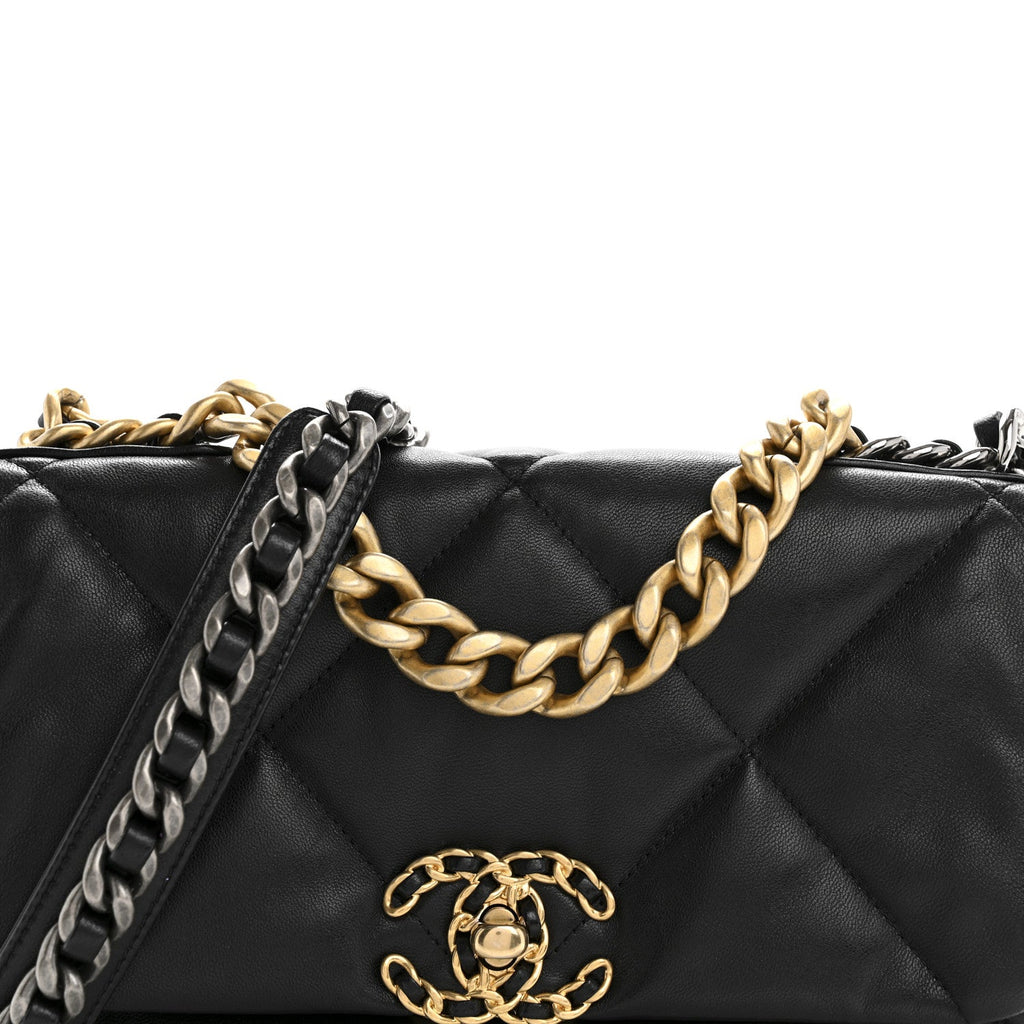 Lambskin Quilted Medium Chanel 19 Flap Black