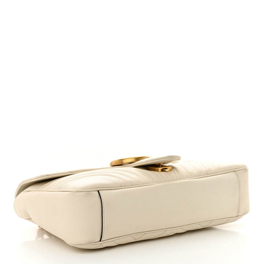Calfskin Matelasse Medium GG Marmont Shoulder Bag White
