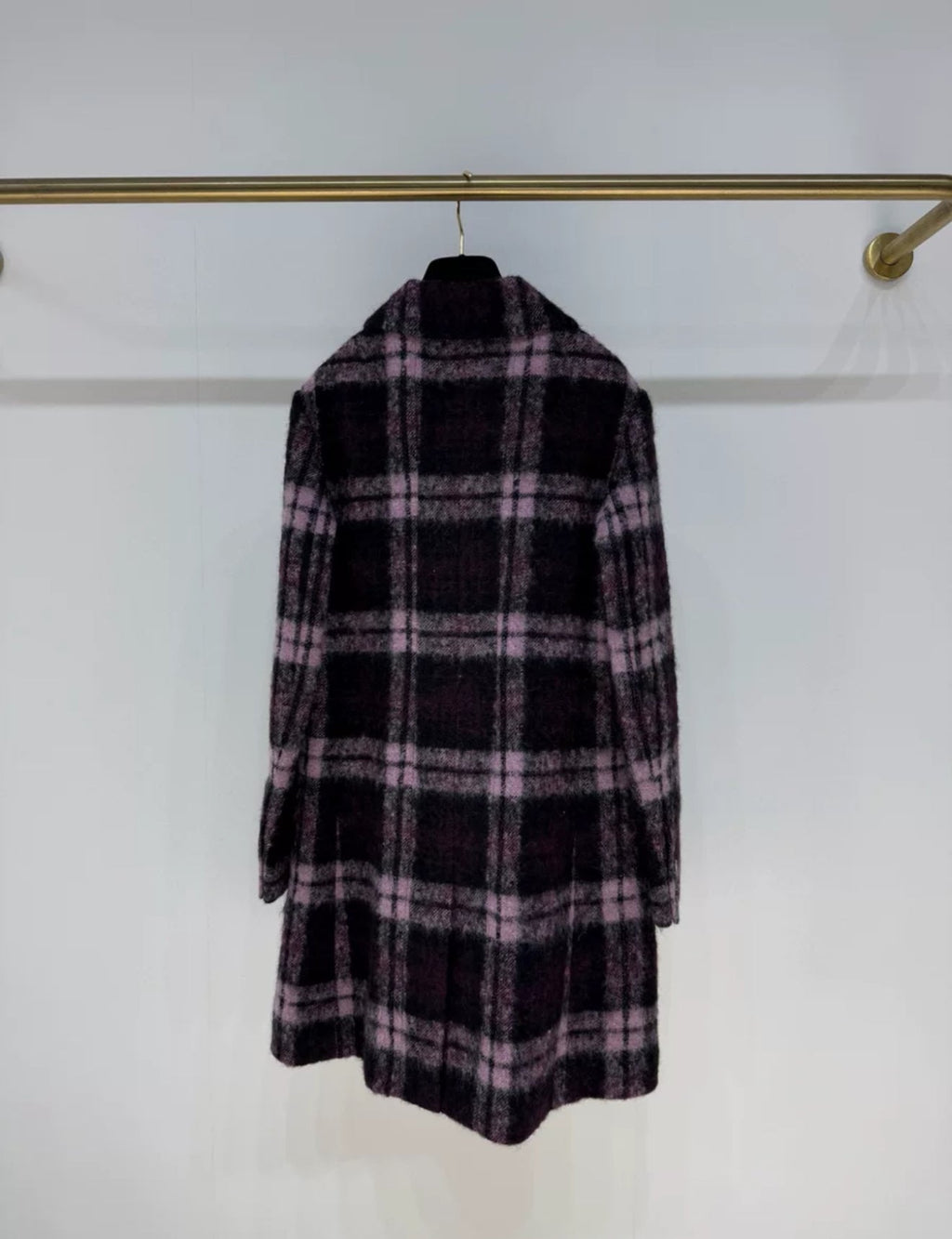 Chanel 24A pink & black wool coat