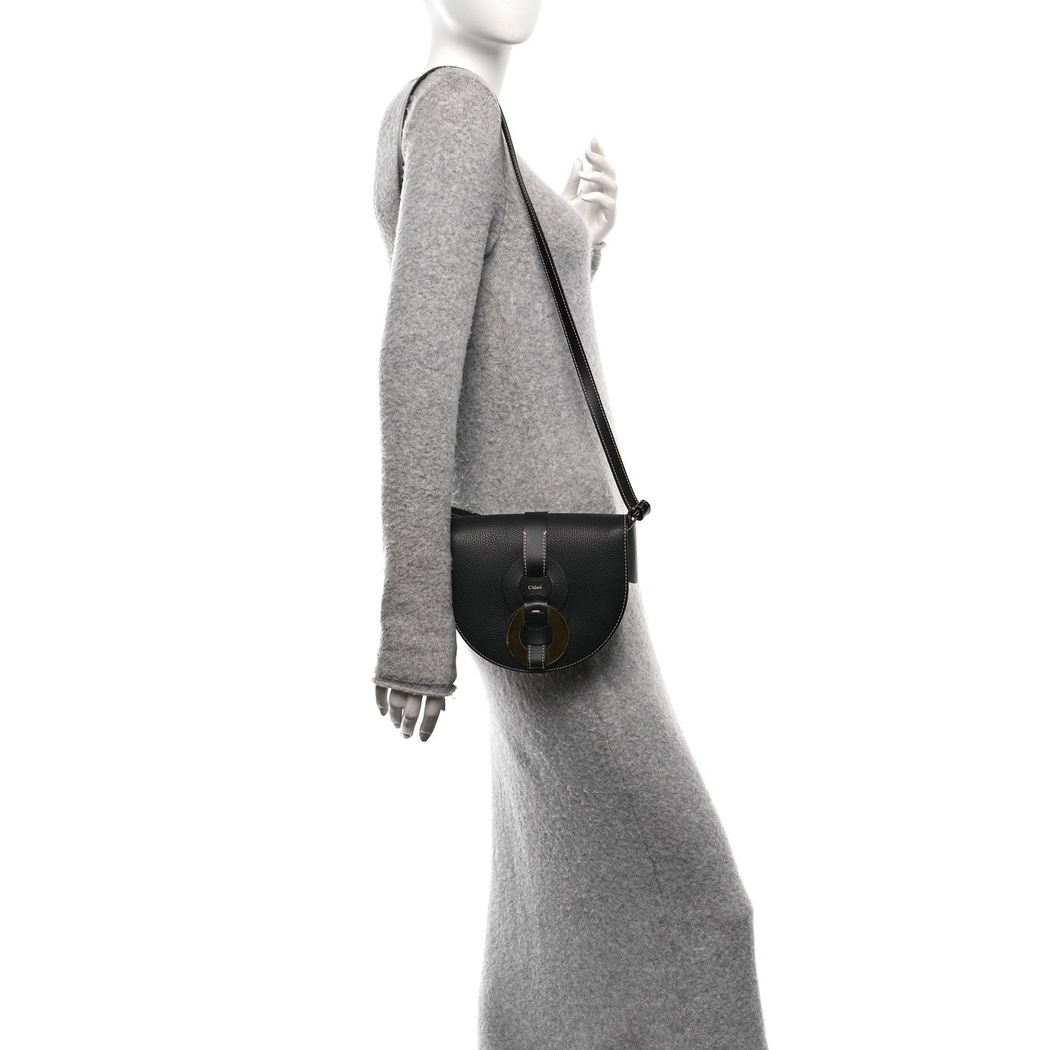 Grained Calfskin Small Darryl Saddle Crossbody Bag Black