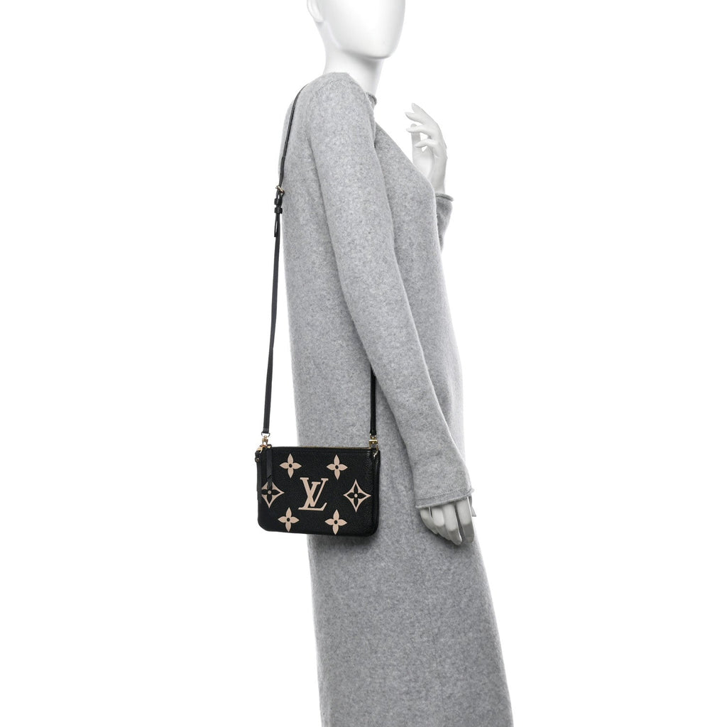 Empreinte Monogram Giant Double Zip Pochette Black Cream