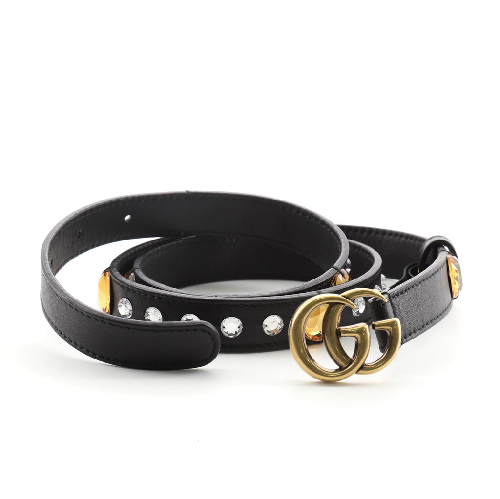 GG Marmont Belt Crystal Embellished Leather Thin 85