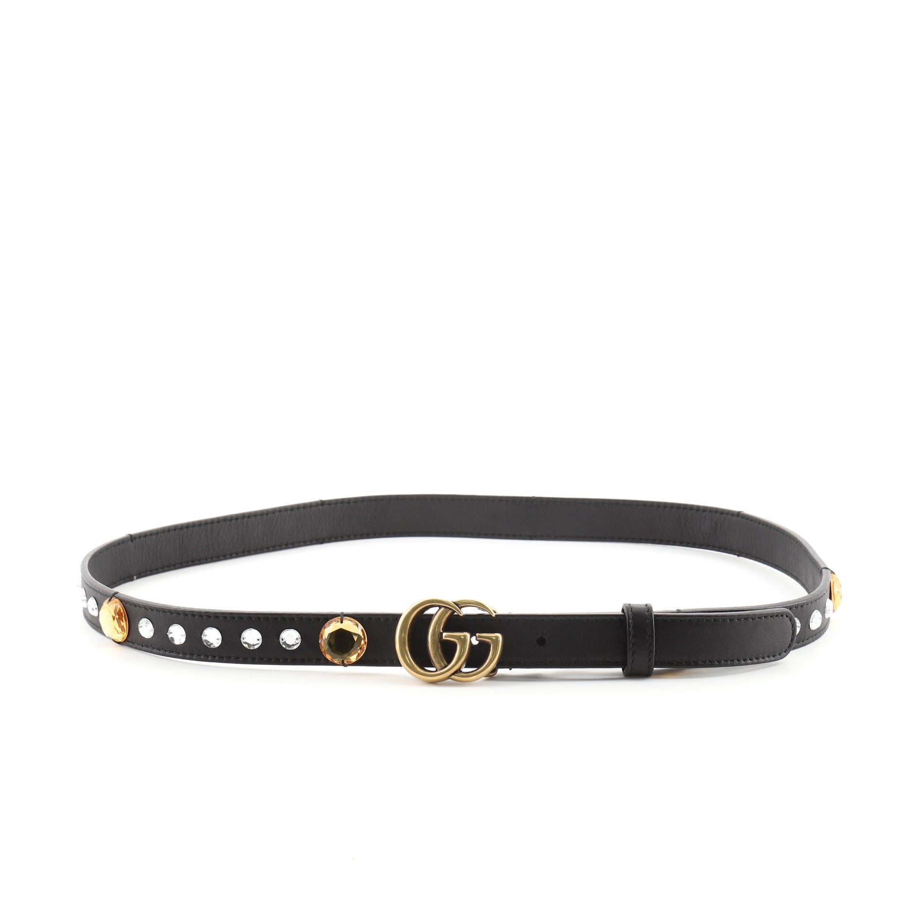 GG Marmont Belt Crystal Embellished Leather Thin 85