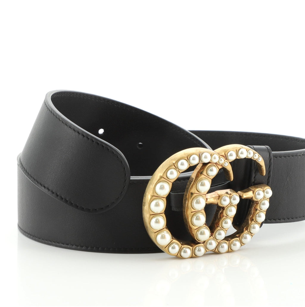 Pearly GG Marmont Belt Leather Wide 95