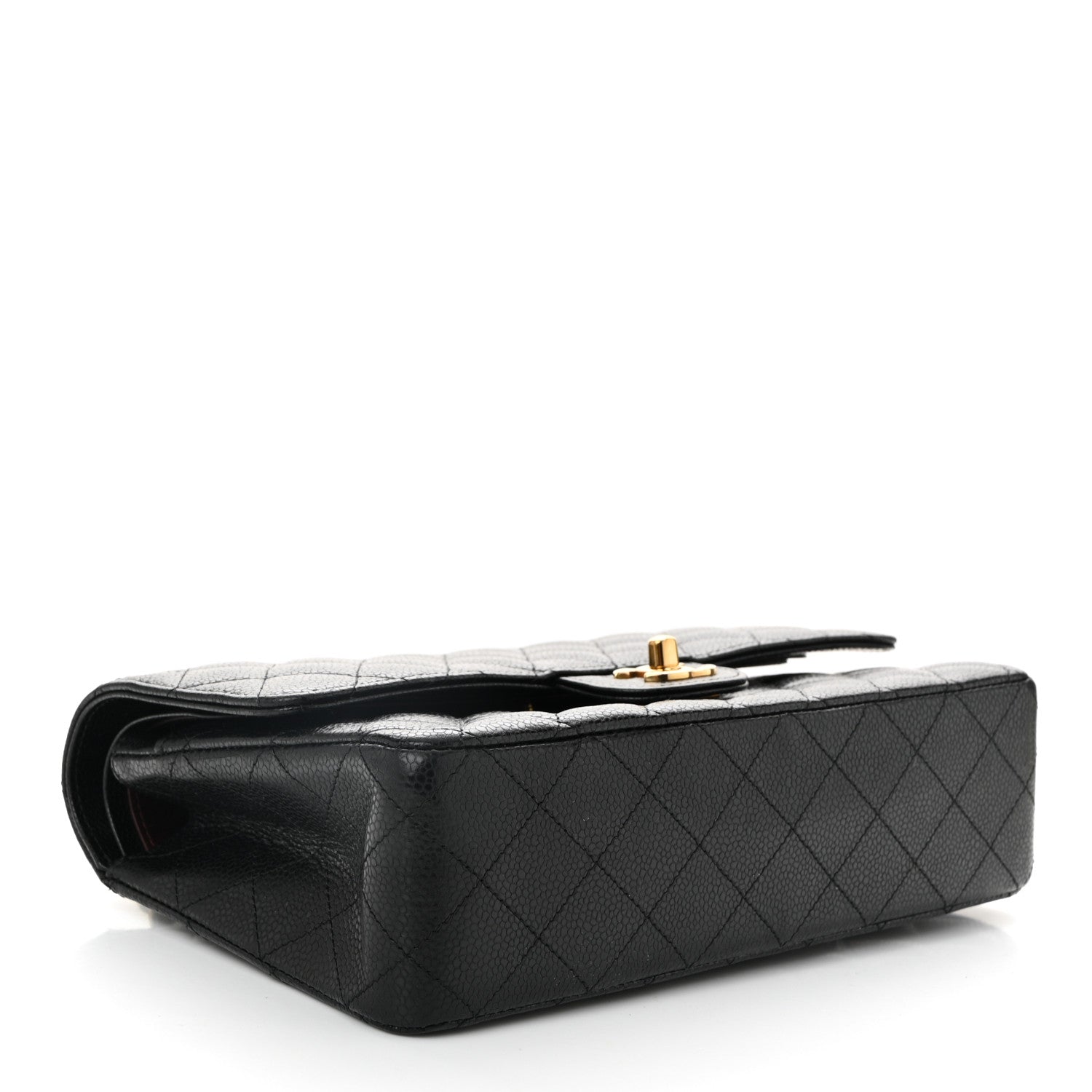 Caviar Quilted Medium Double Flap Black