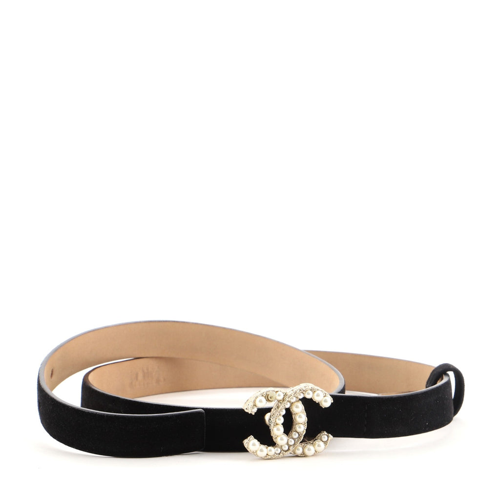 CC Belt Velvet with Faux Pearls Thin 80