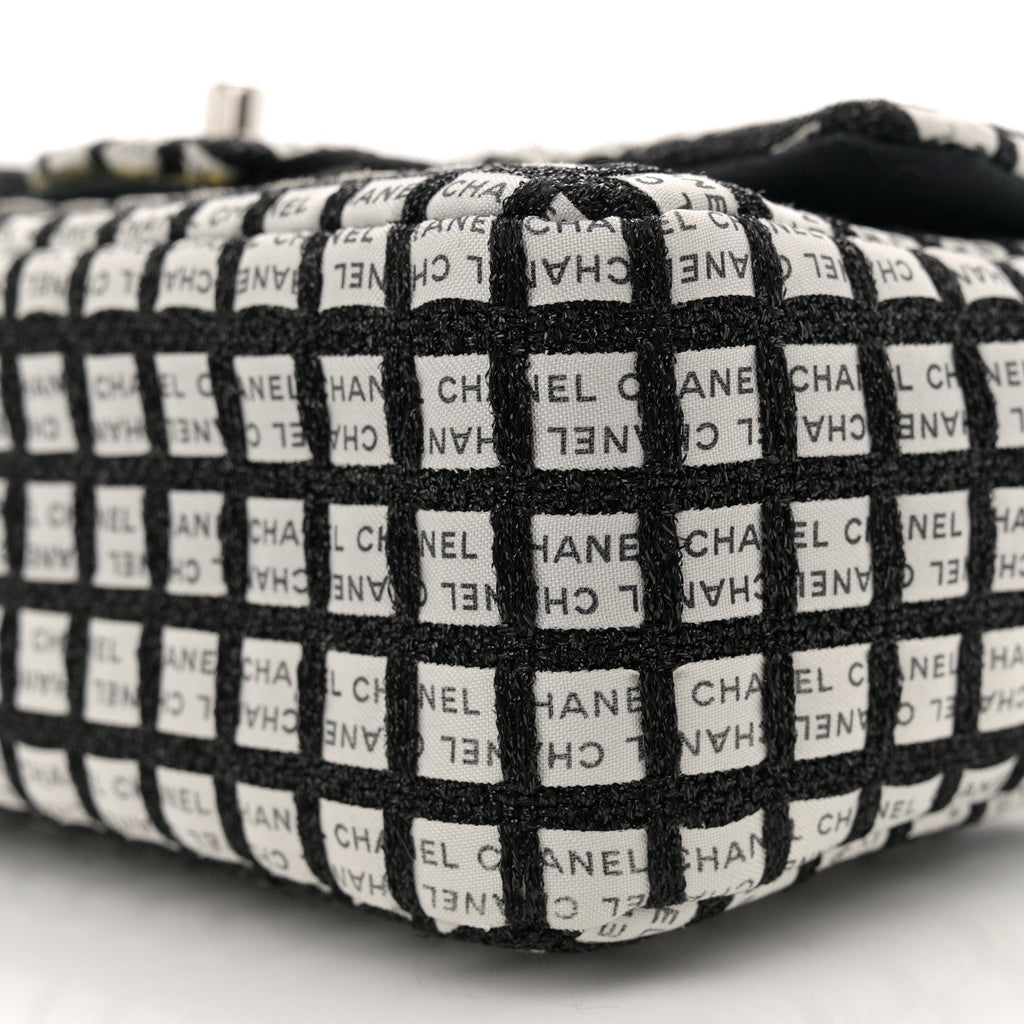 Ribbon Tweed Mini Rectangular Flap Black Ivory