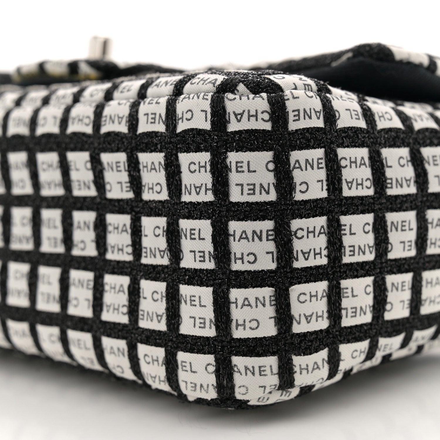 Ribbon Tweed Mini Rectangular Flap Black Ivory