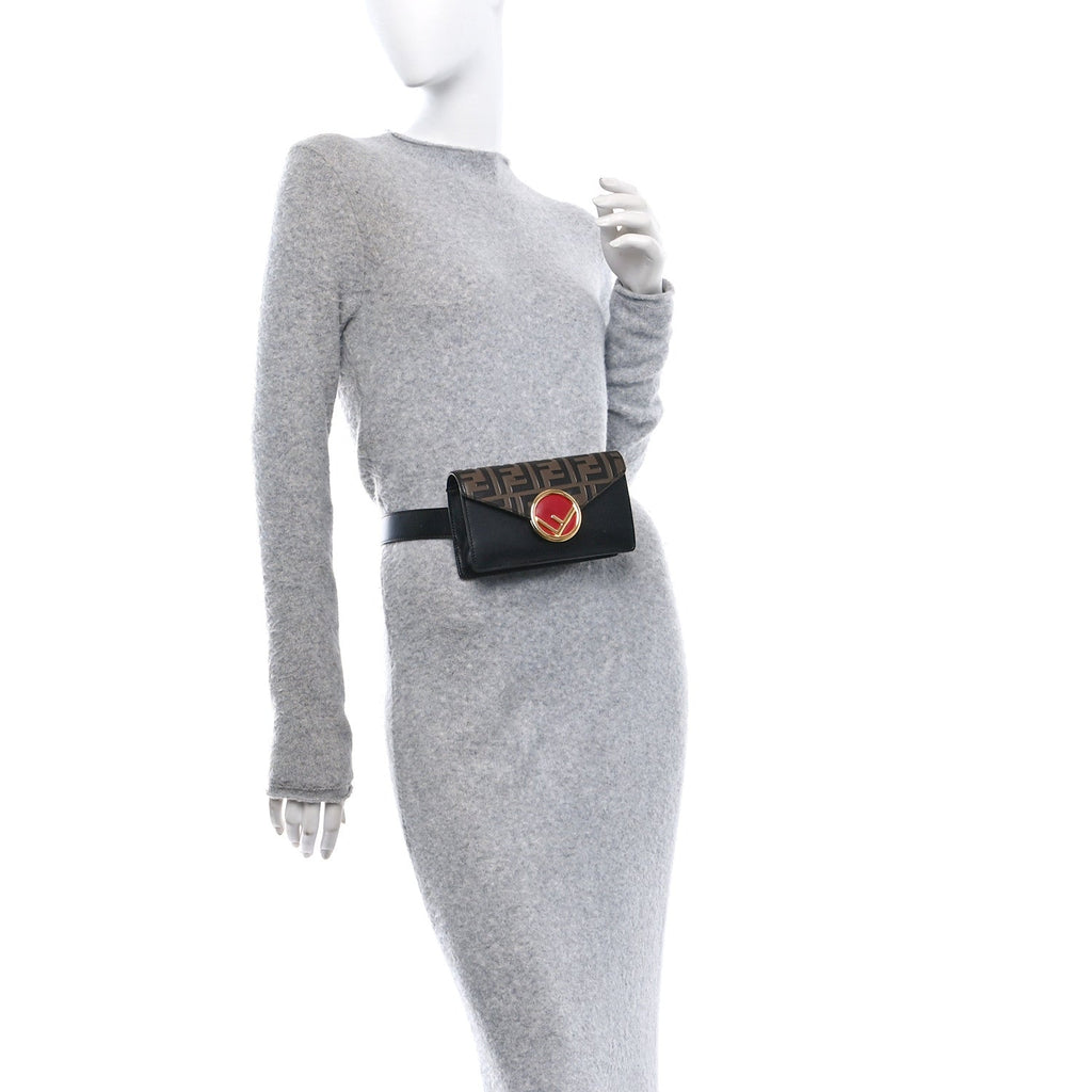 Vitello Liberty F is Fendi Bi-Color FF 1974 Embossed Envelope Belt Bag Maya Black