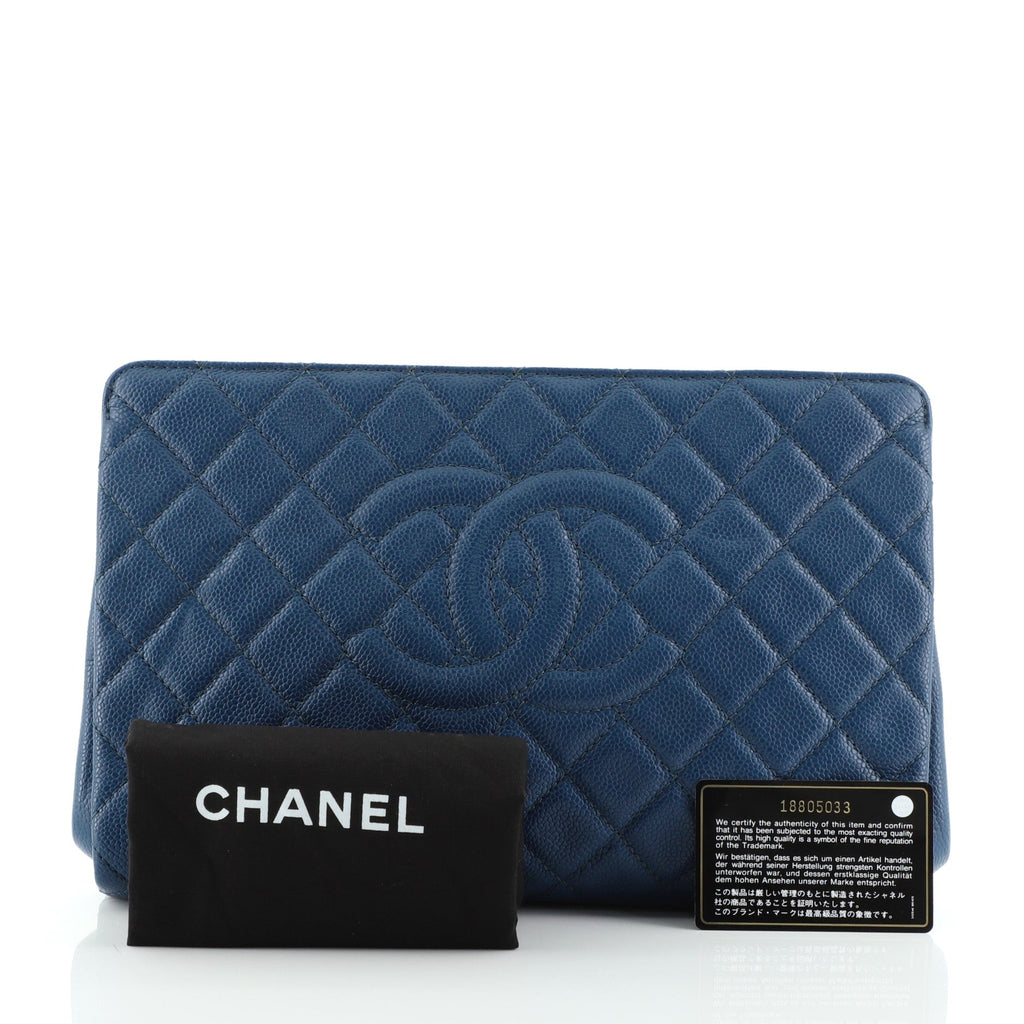 Timeless CC Clutch Quilted Caviar Large
