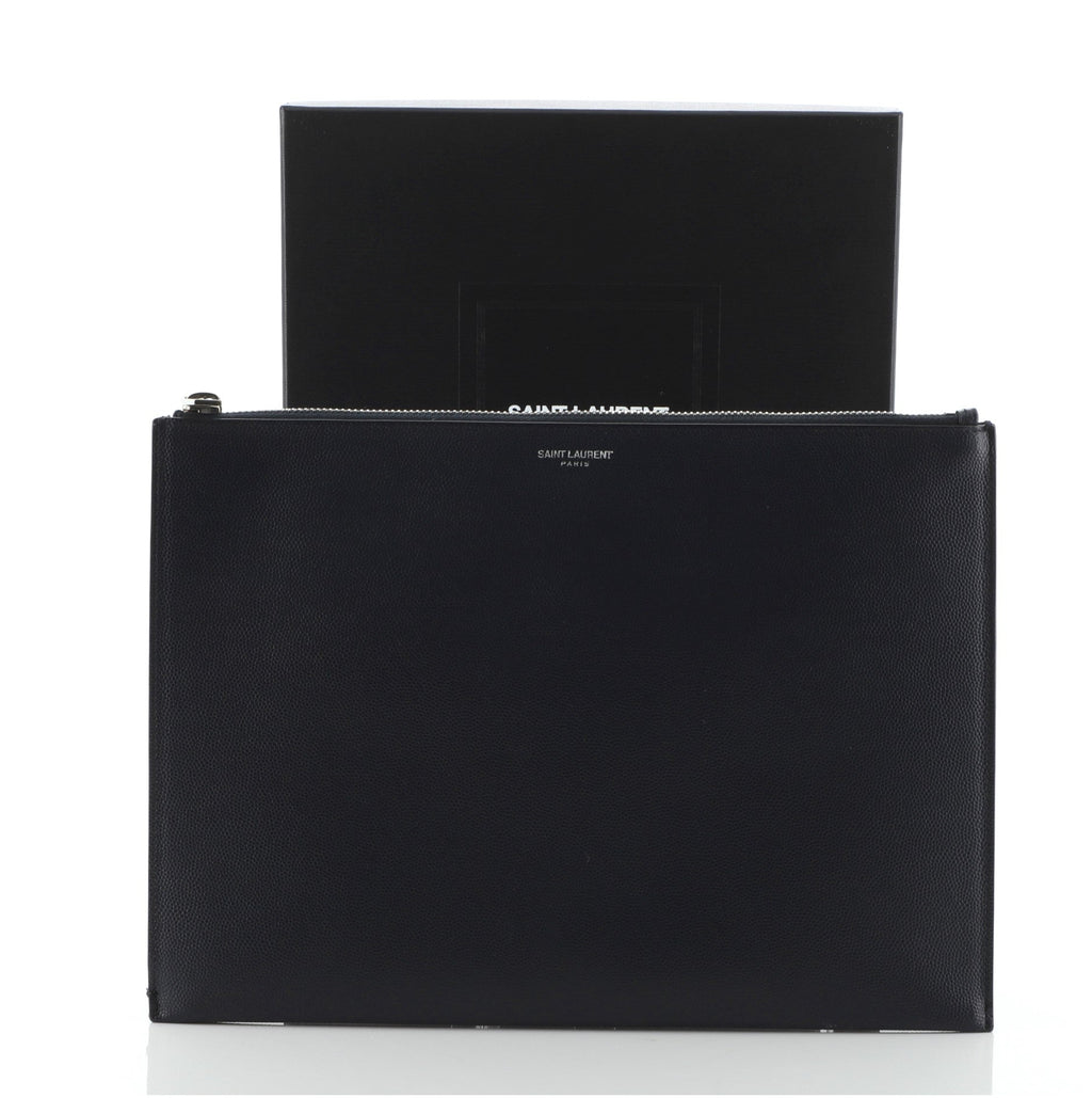 Letters Zip Clutch Leather Medium