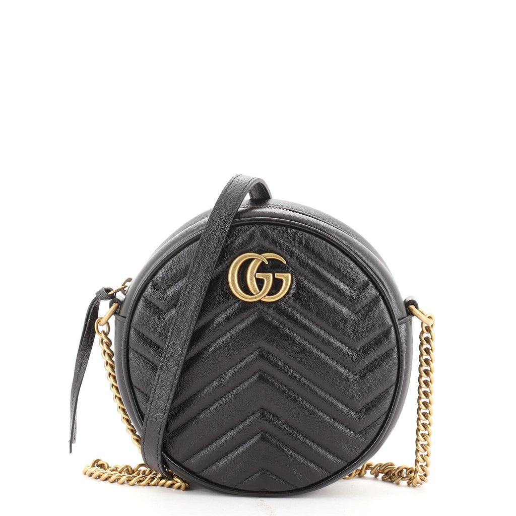 GG Marmont Round Shoulder Bag Matelasse Leather Mini